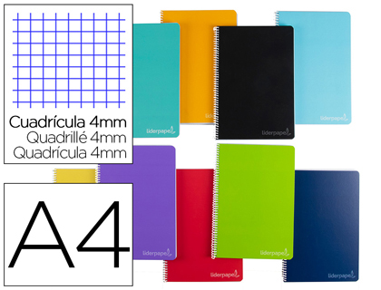 Cuaderno espiral Liderpapel Witty A4 tapa dura 80h 75g horizontal 8mm. colores surtidos